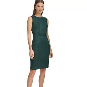 Calvin Klein Green Suede Sheath Dress